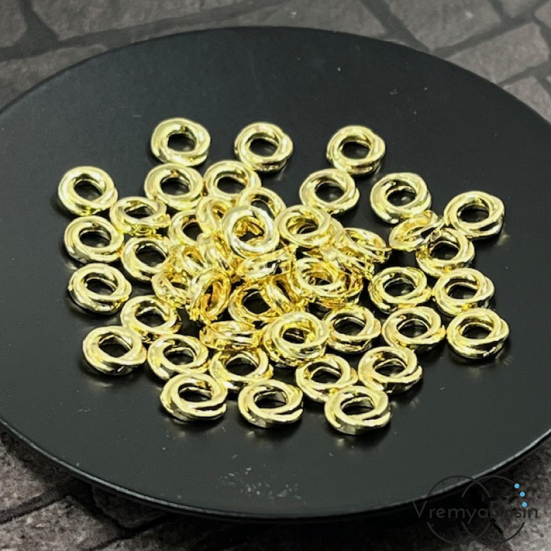 Бусины разделители, 6х2 мм, латунь с позолотой (10 шт.)