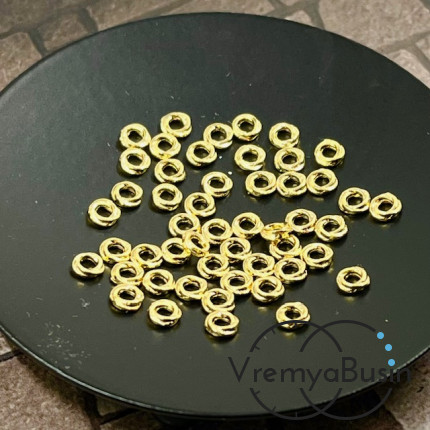 Бусины разделители, 4х1.5 мм, латунь с позолотой (10 шт.)