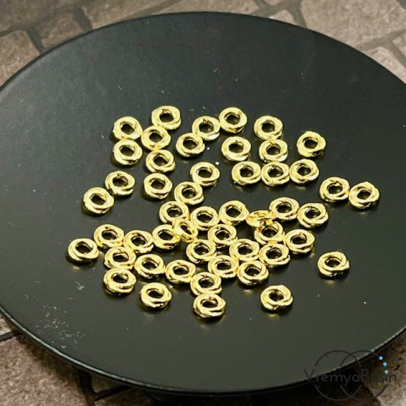 Бусины разделители, 4х1.5 мм, латунь с позолотой (10 шт.)