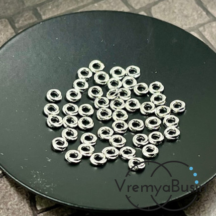 Бусины разделители, 4х1.5 мм, латунь с родиевым покрытием (10 шт.)