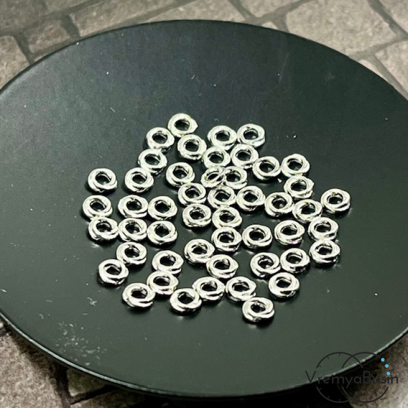 Бусины разделители, 4х1.5 мм, латунь с родиевым покрытием (10 шт.)