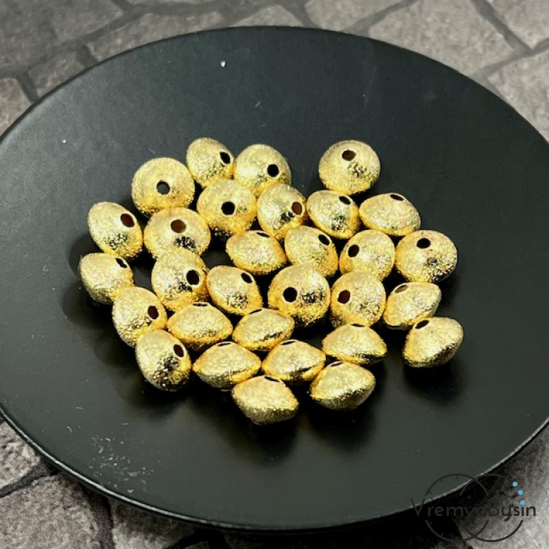 Бусины разделители, алмазная пыль, 8х4 мм, латунь с позолотой (10 шт.)