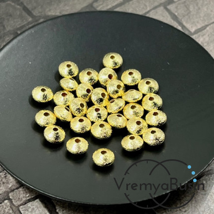 Бусины разделители, алмазная пыль, 6х3.5 мм, латунь с позолотой (10 шт.)