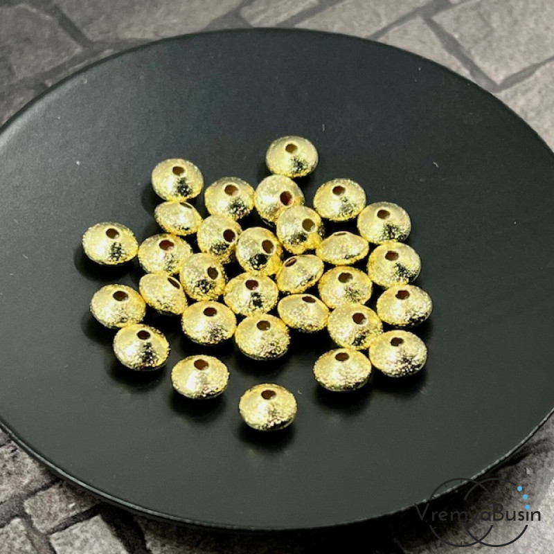 Бусины разделители, алмазная пыль, 6х3.5 мм, латунь с позолотой (10 шт.)