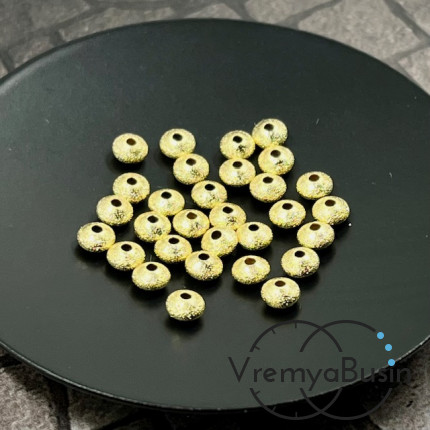 Бусины разделители, алмазная пыль, 5х3 мм, латунь с позолотой (10 шт.)