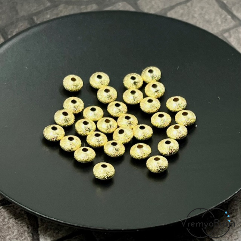 Бусины разделители, алмазная пыль, 5х3 мм, латунь с позолотой (10 шт.)