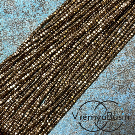 Гематит, округлый кубик 2х2 мм, цв. коричневый (нить, ок. 200 шт.)