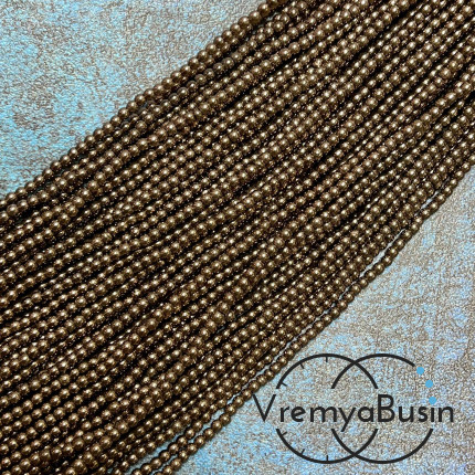 Гематит, шарик гладкий 2 мм, цв. коричневый  (нить, ок. 200  шт.)