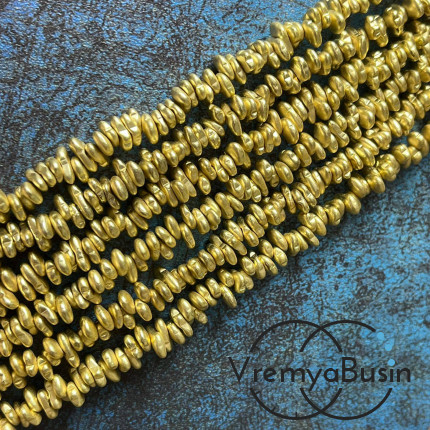 Гематит, галтовка  ок. 8х4 мм, цв. матовое золото  (нить, ок. 125 шт.)