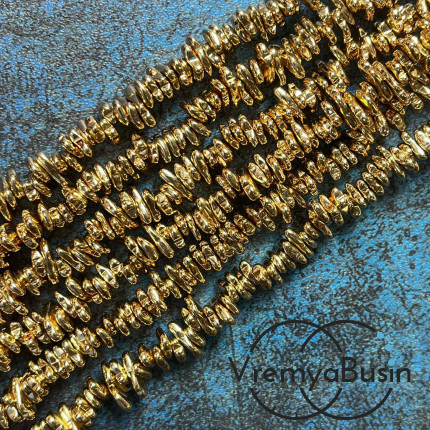 Гематит, галтовка  ок. 8х4 мм, цв.  КС золото  (нить, ок. 125 шт.)