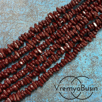 Гематит, галтовка  ок. 8х4 мм, цв. малиновый   (нить, ок. 125 шт.)