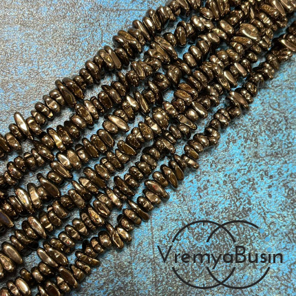 Гематит, галтовка  ок. 8х4 мм, цв.  коричневый  (нить, ок. 125 шт.)