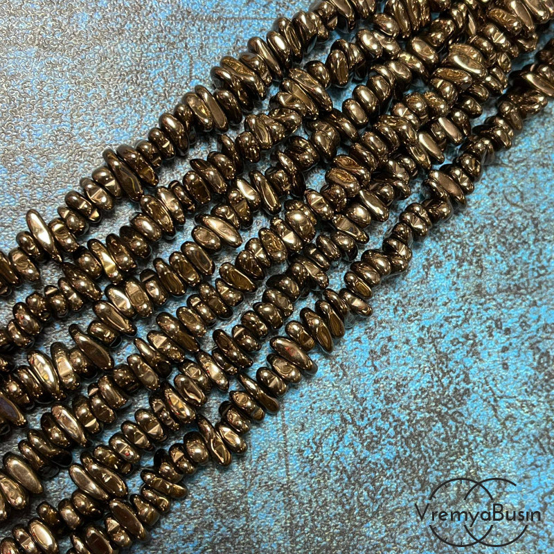 Гематит, галтовка  ок. 8х4 мм, цв.  коричневый  (нить, ок. 125 шт.)