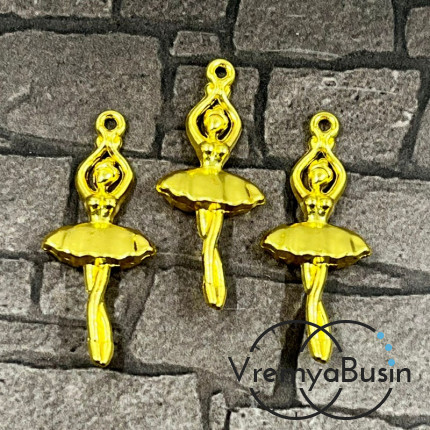 Балерина, подвеска из металла, 14х32 мм, цв. золото (1 шт.)