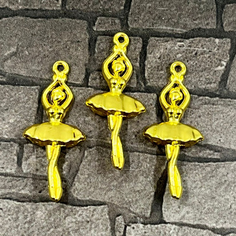 Балерина, подвеска из металла, 14х32 мм, цв. золото (1 шт.)