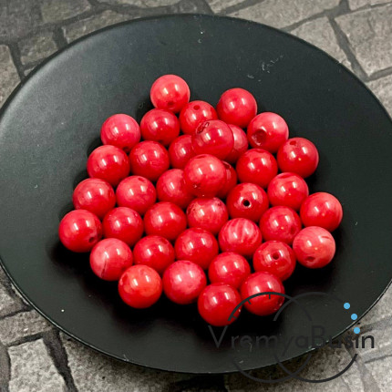 Коралл натур., шарик гладкий 7 мм, цв. КРАСНЫЙ (1 шт.)