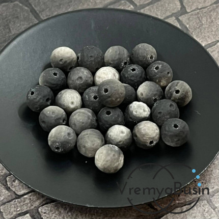 Обсидиан серебряный натур., резные бусины ок. 8 мм (1 шт.)