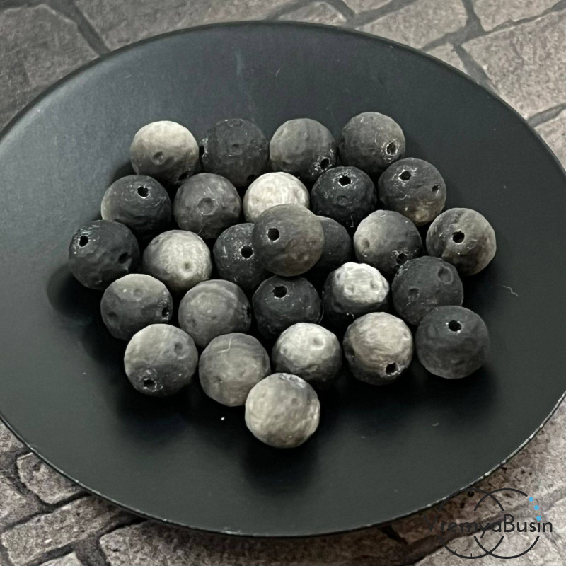 Обсидиан серебряный натур., резные бусины ок. 8 мм (1 шт.)