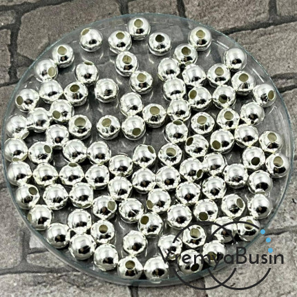 Разделители шарики, 5 мм, цв. серебро (упак. ок. 50 шт.)