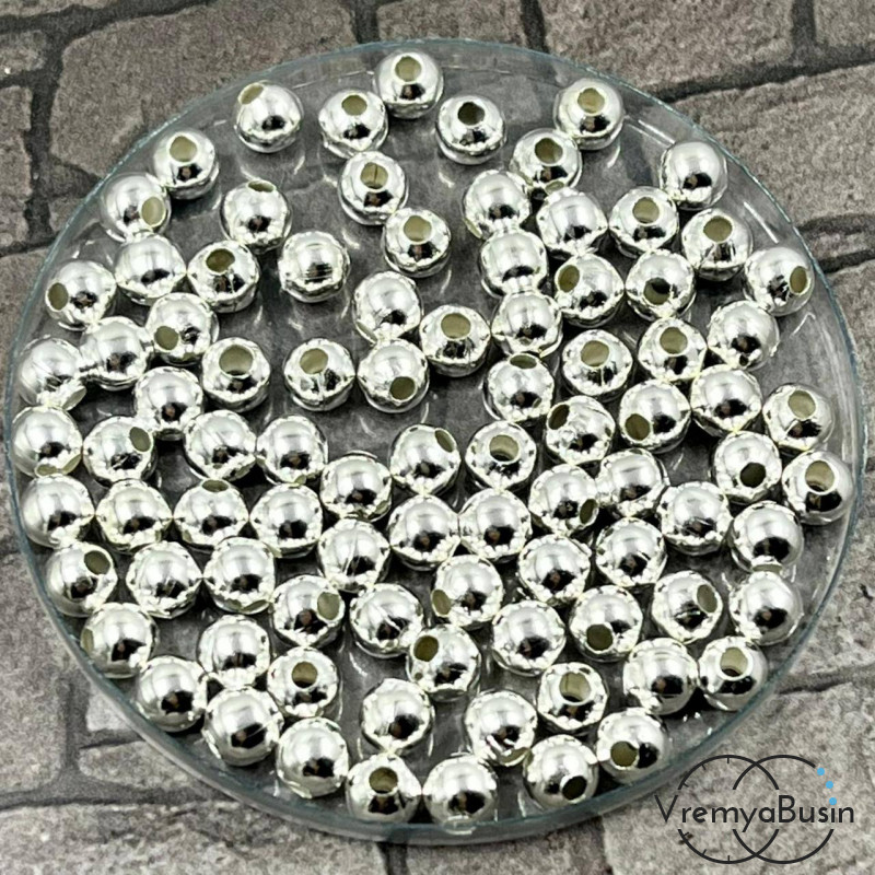 Разделители шарики, 5 мм, цв. серебро (упак. ок. 50 шт.)