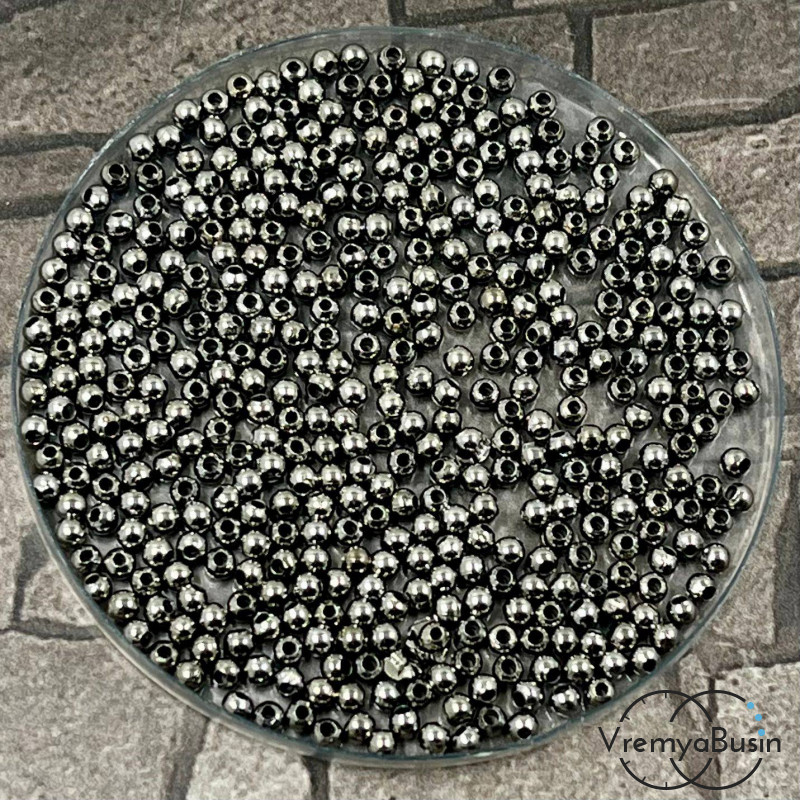 Разделители шарики, 2.5 мм, цв. графит (упак. ок. 200 шт.)