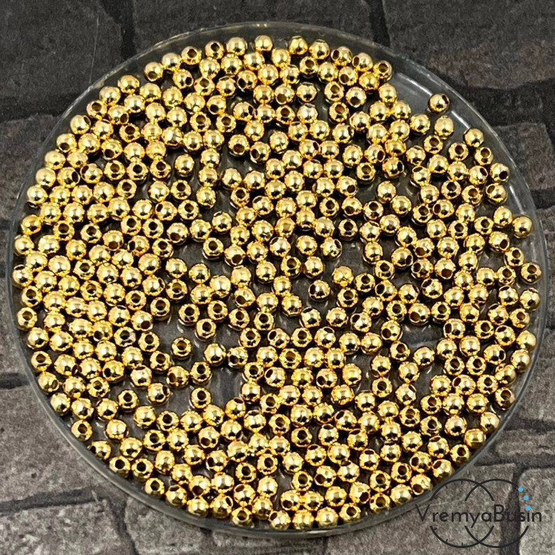 Разделители шарики, 2.5 мм, цв. КС золото (упак. ок. 200 шт.)