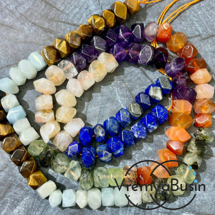 Микс самоцветов, бусины свободной огранки ок. 15х18 мм (нить, ок. 50 шт.)