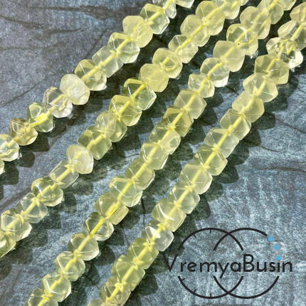 Лимонный кварц, бусины свободной огранки ок. 15х18 мм (нить, ок. 50 шт.)