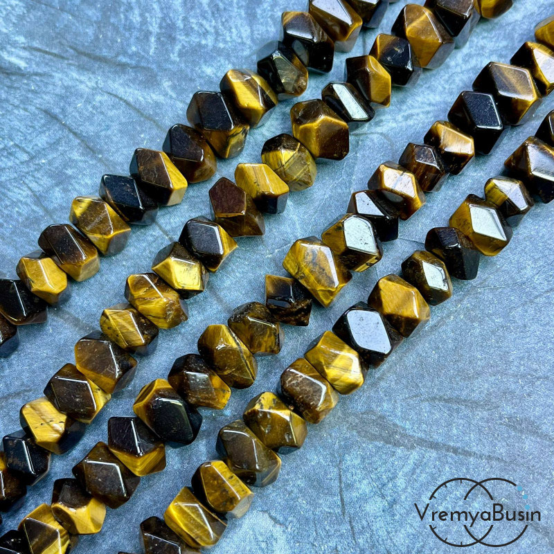 Тигровый глаз, бусины свободной огранки ок. 15х18 мм (нить, ок. 50 шт.)