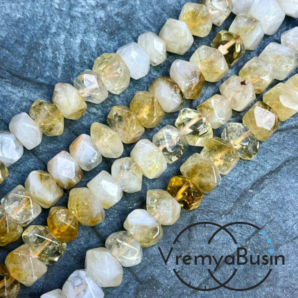 Цитрин, бусины свободной огранки ок. 15х18 мм (нить, ок. 50 шт.)
