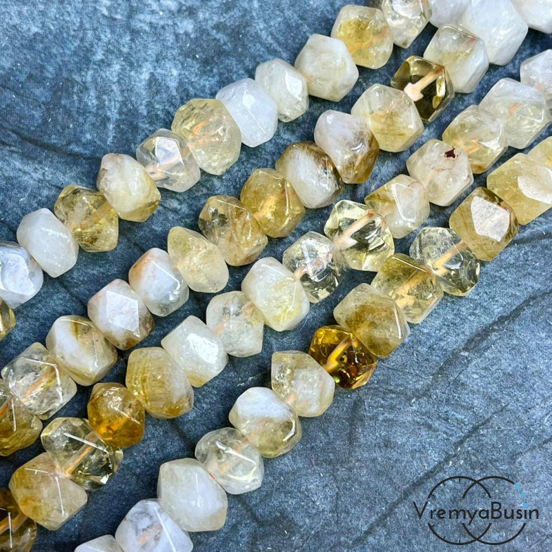 Цитрин, бусины свободной огранки ок. 15х18 мм (нить, ок. 50 шт.)