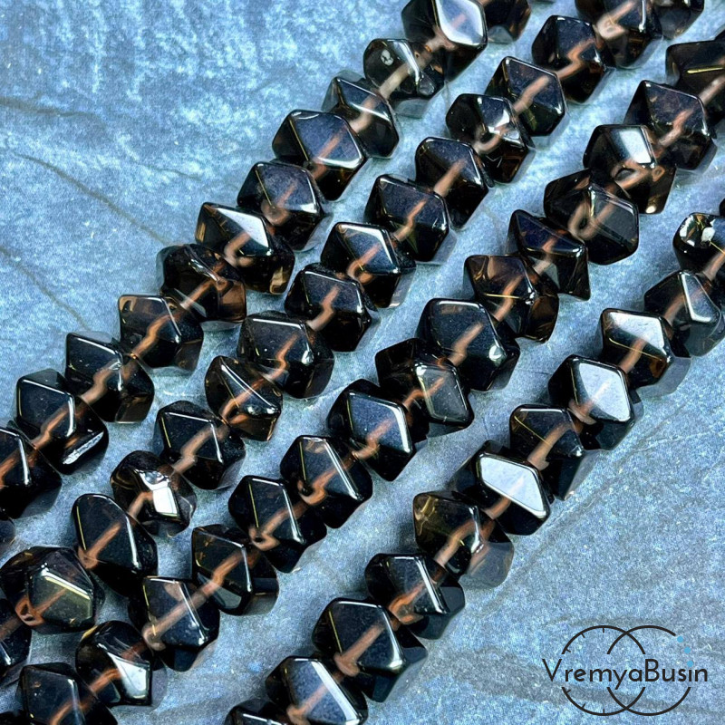 Раухтоаз дымчатый кварц, бусины свободной огранки ок. 15х18 мм (нить, ок. 50 шт.)