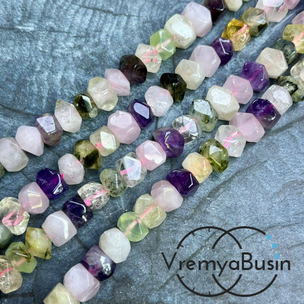 Микс самоцветов, бусины свободной огранки ок. 15х18 мм (нить, ок. 50 шт.)