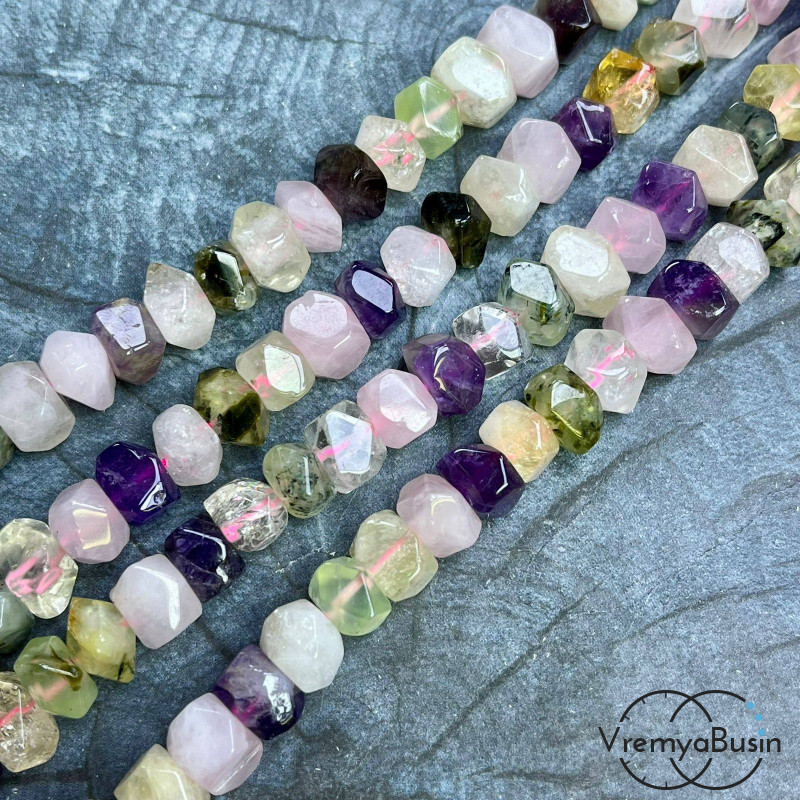 Микс самоцветов, бусины свободной огранки ок. 15х18 мм (нить, ок. 50 шт.)
