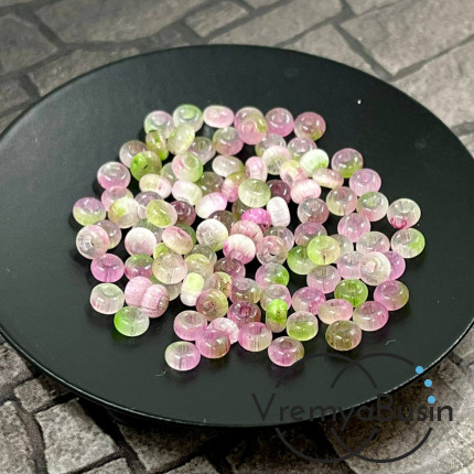 Кошачий глаз синт., рондель мелкий гладкий 2х4 мм (упак. ок. 25 шт.)