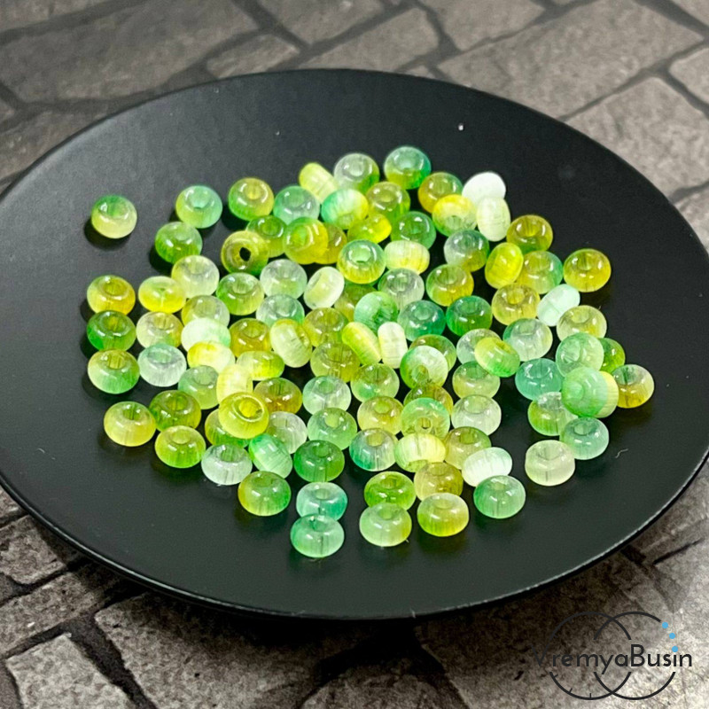 Кошачий глаз синт., рондель мелкий гладкий 2х4 мм (упак. ок. 25 шт.)