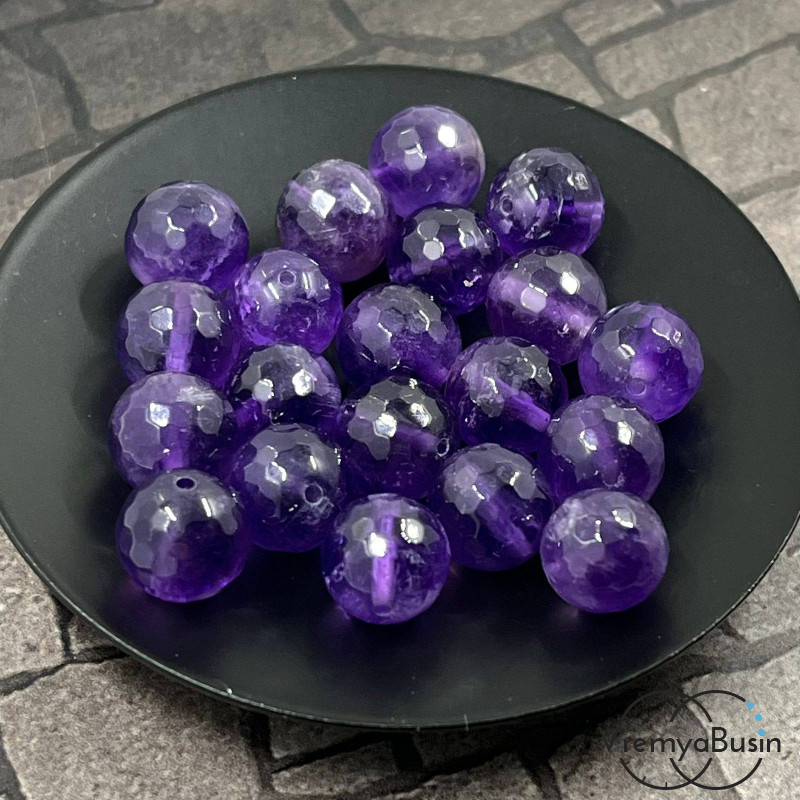 Аметист натур., шарик граненый 10 мм (1 шт.)