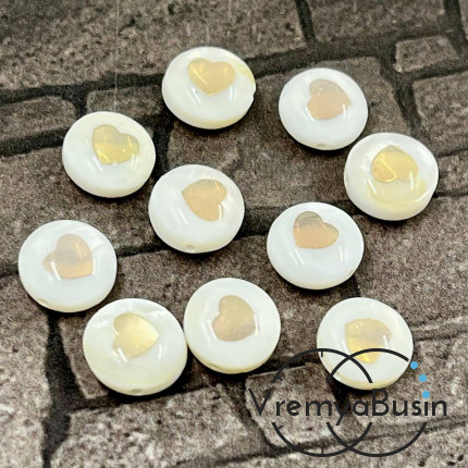 Бусины из перламутра с сердечком, 8х4 мм (1 шт.)