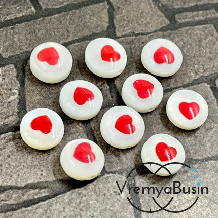 Бусины из перламутра с сердечком, 8х4 мм (1 шт.)