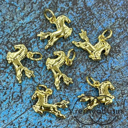 Подвеска "Лошадка", 13х9 мм, из латуни с позолотой (1 шт.)