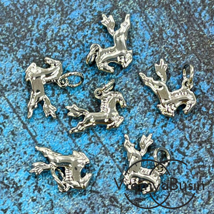 Подвеска "Лошадка", 13х9 мм, из латуни с родиевым покрытием (1 шт.)