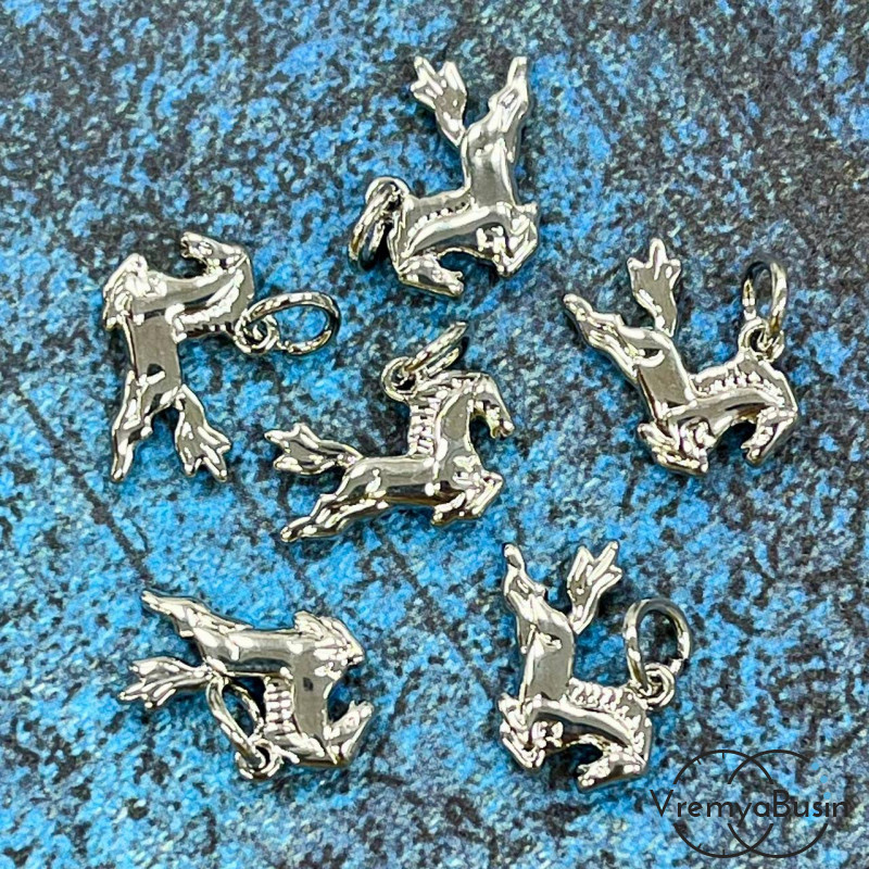 Подвеска "Лошадка", 13х9 мм, из латуни с родиевым покрытием (1 шт.)