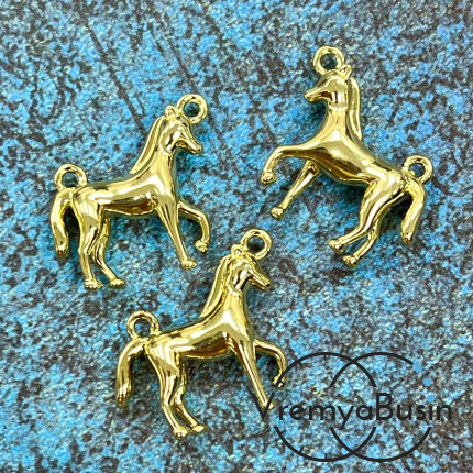 Коннектор "Лошадка", 21х16 мм, из латуни с позолотой (1 шт.)