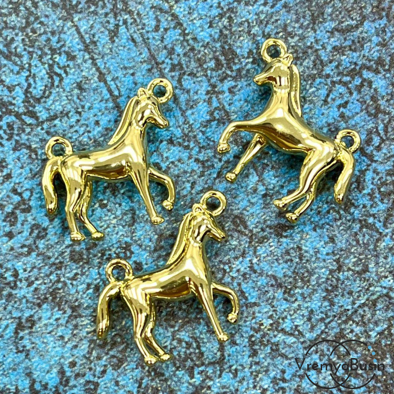 Коннектор "Лошадка", 21х16 мм, из латуни с позолотой (1 шт.)