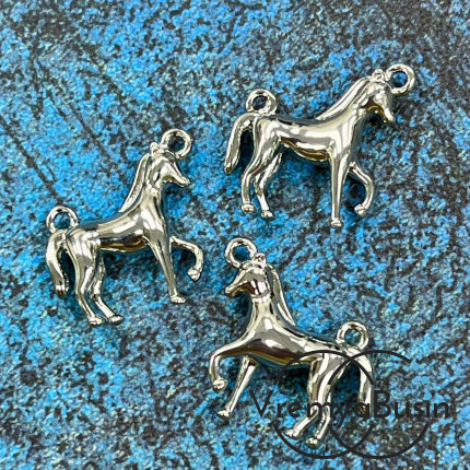 Коннектор "Лошадка", 21х16 мм, из латуни с родиевым покрытием (1 шт.)