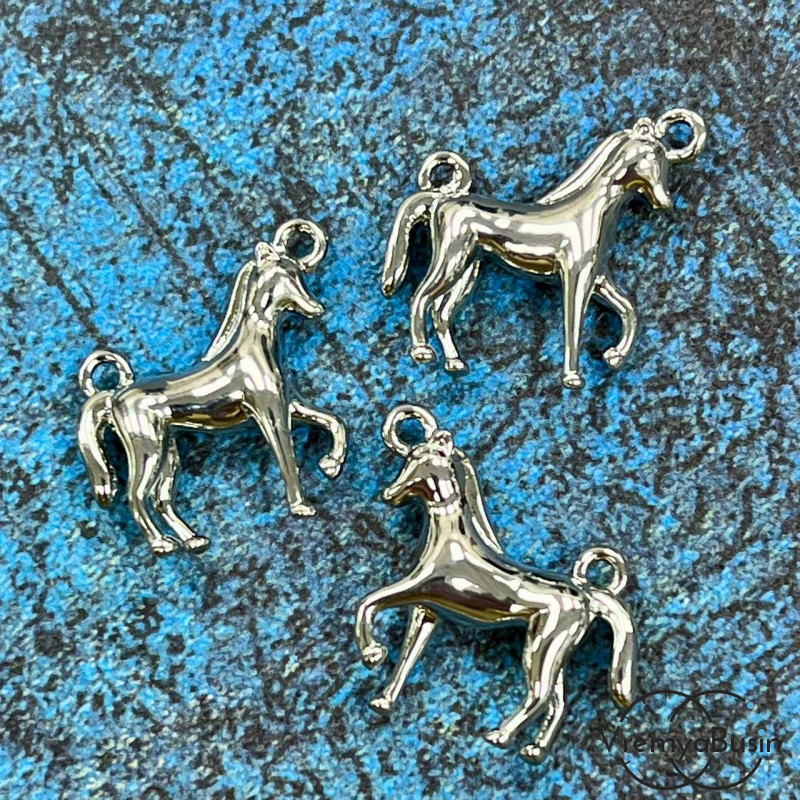 Коннектор "Лошадка", 21х16 мм, из латуни с родиевым покрытием (1 шт.)