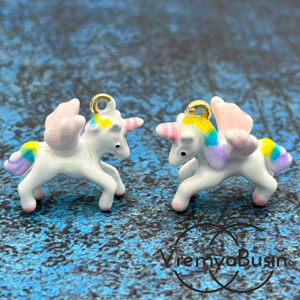 Подвеска с эмалью "Лошадка", 20х16 мм, из латуни  с позолотой (1 шт.) 