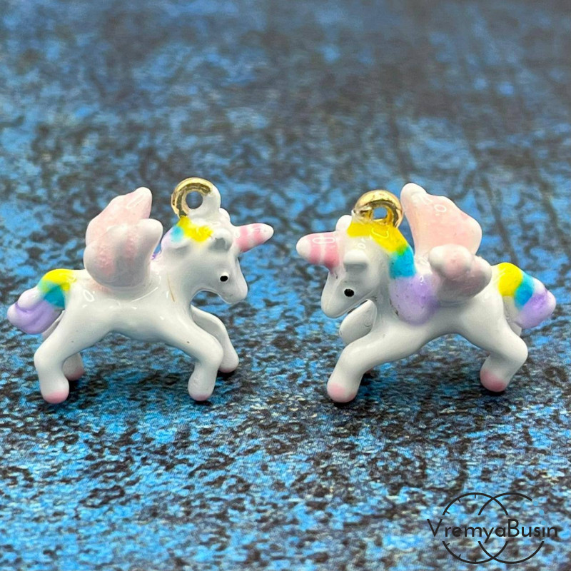 Подвеска с эмалью "Лошадка", 20х16 мм, из латуни  с позолотой (1 шт.) 