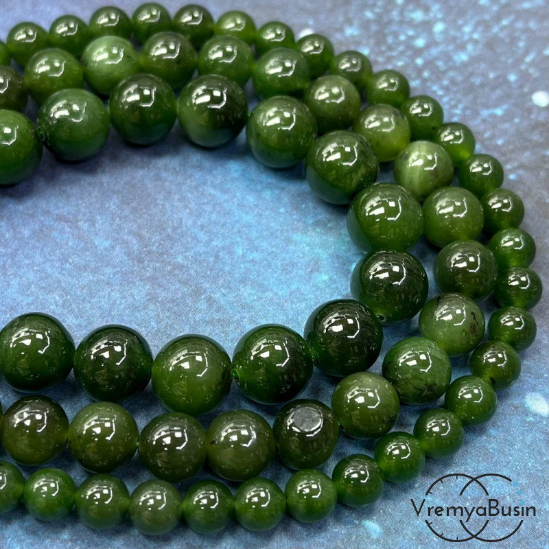 Нефрит натур., шарик гладкий 6-8-10 мм (1 шт.)