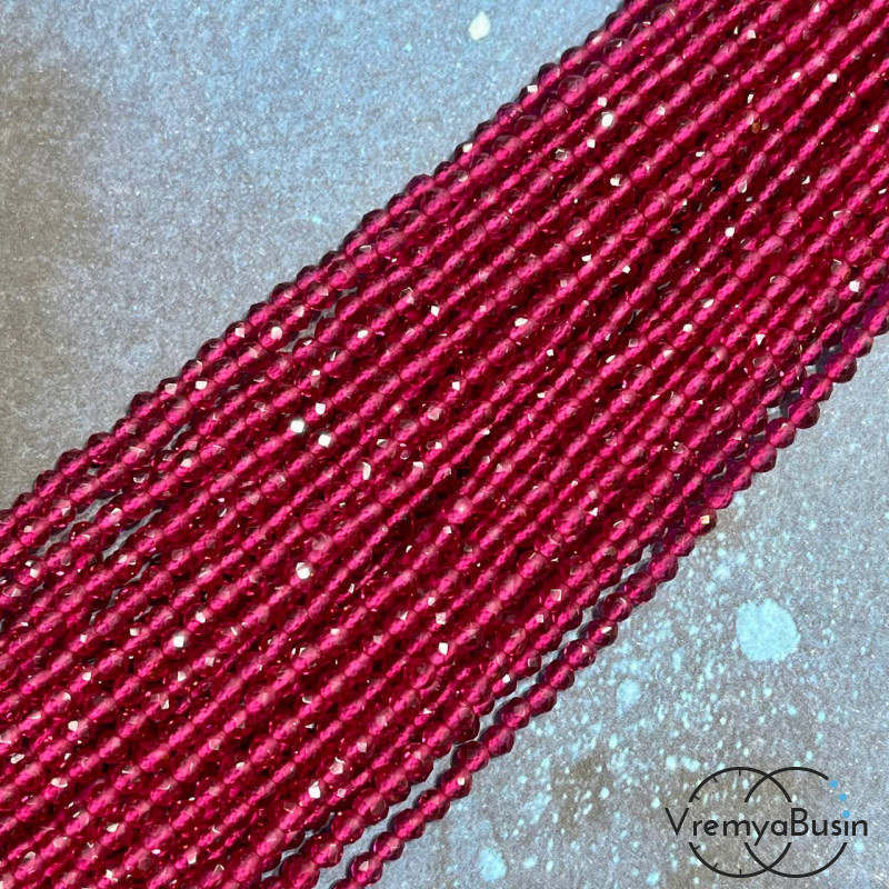 Бусины шарики из стекла с ювелирной огранкой, 3 мм  (нить, ок. 130 шт.)